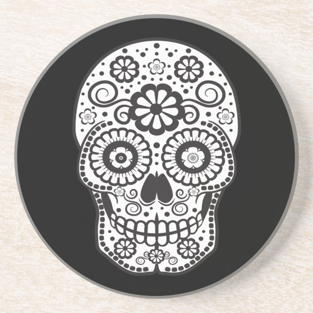 Smiling Sugar Skull Getränkeuntersetzer (Vorne)