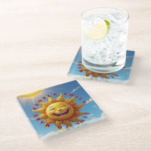 "Smiling Sun Coasters – Verbreiten Sie Freude mit Glasuntersetzer