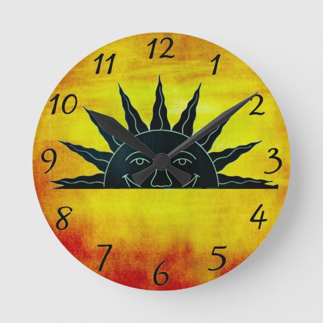Smiling Sun Runde Wanduhr (Vorderseite)
