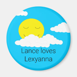 Smiling Sun with Puffy Clouds: Magnet