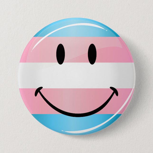 Smiling Transgender Flag Button (Vorderseite)