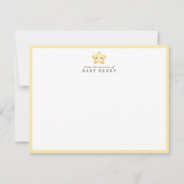 Smiling Watercolor Star Nursery Note Card Mitteilungskarte (Vorderseite)