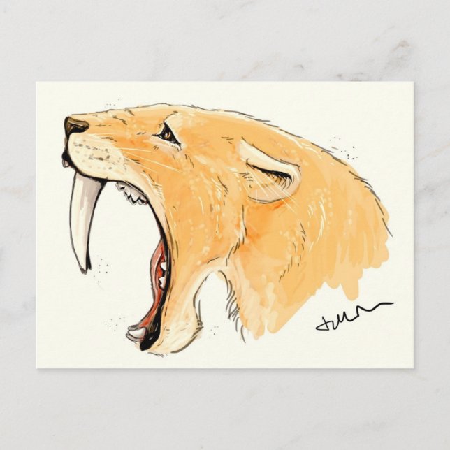 Smilodon Brüllen Postkarte (Vorderseite)
