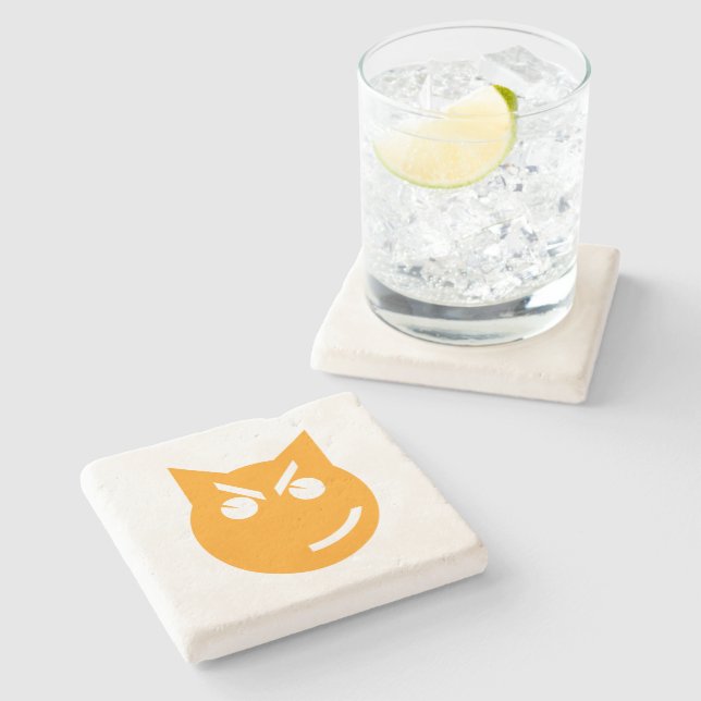 Smirking Emoji Cat Steinuntersetzer (Seitenansicht)