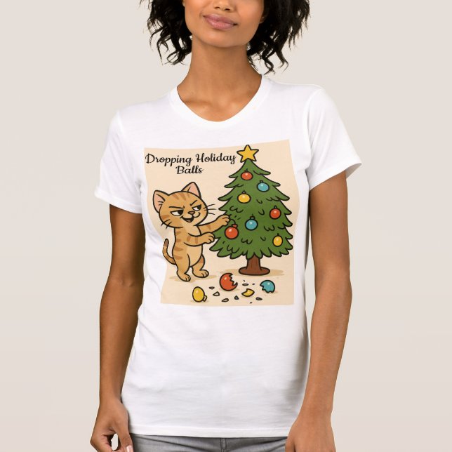 Smirking Kitten Christmas Chaos 2 woman  T-Shirt (Vorderseite)