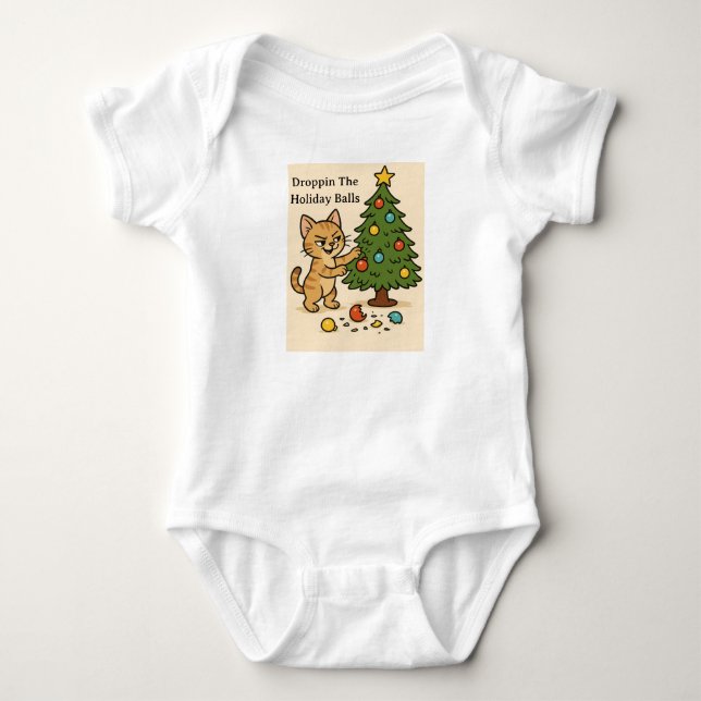 Smirking Kitten Christmas Chaos Baby Strampler (Vorderseite)