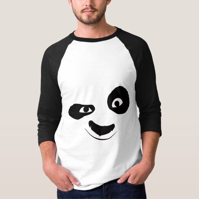 Smirking Panda Face Black & White Graphic T-Shirt  (Vorderseite)