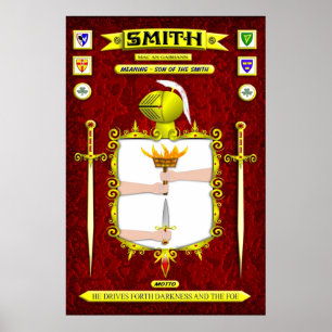 SMITH-FAMILIENCOAT VON WAFFEN WAPPEN UND SCHIFF POSTER