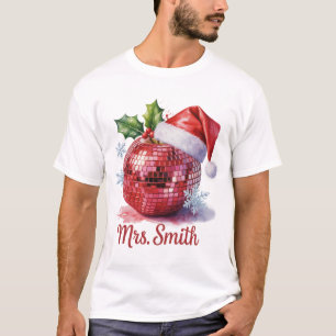 Smith Personalisiert Disco Ball Weihnachtsmannmütz T-Shirt
