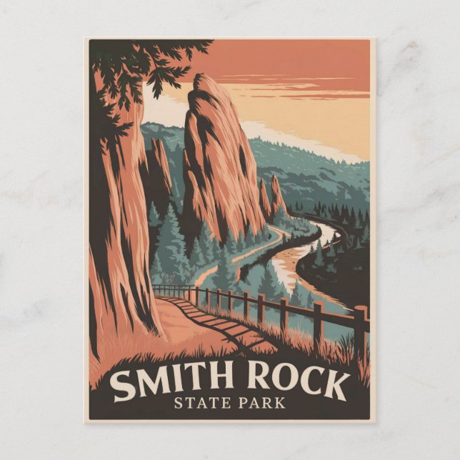 Smith Rock Staat Park Vintag Postkarte (Vorderseite)