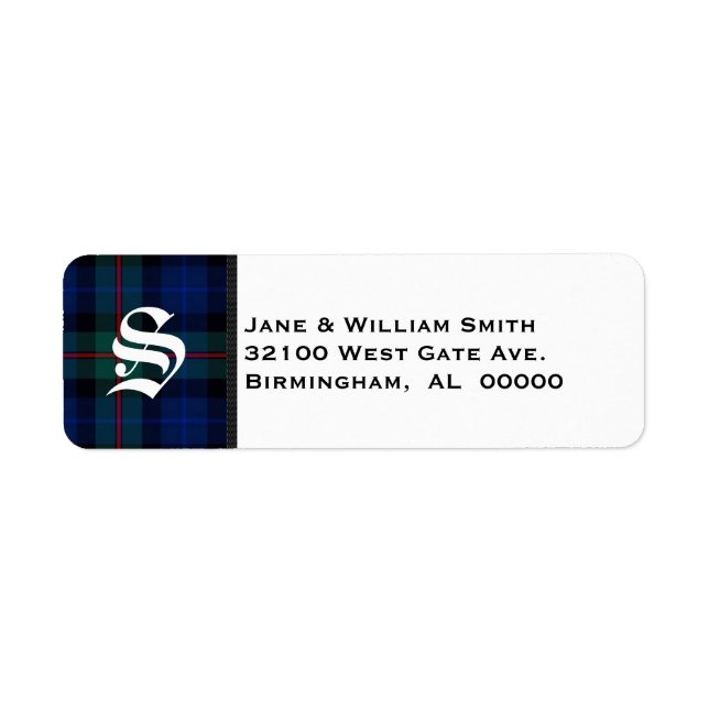 Smith Tartan Karierte Monogram-Adressenmarken (Vorne)