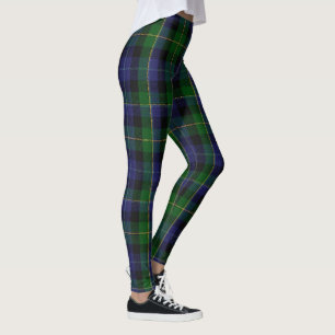Smith Tartan Plaid Green Blue Leggings