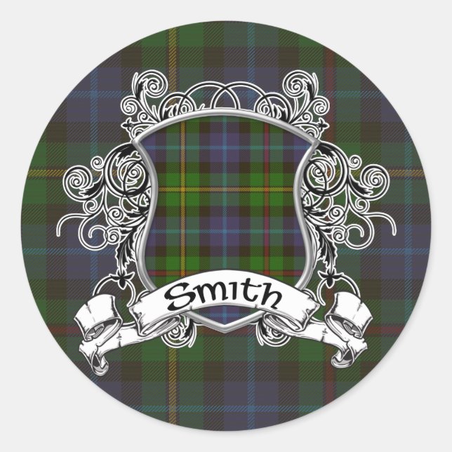 Smith Tartan Shield Runder Aufkleber (Vorderseite)
