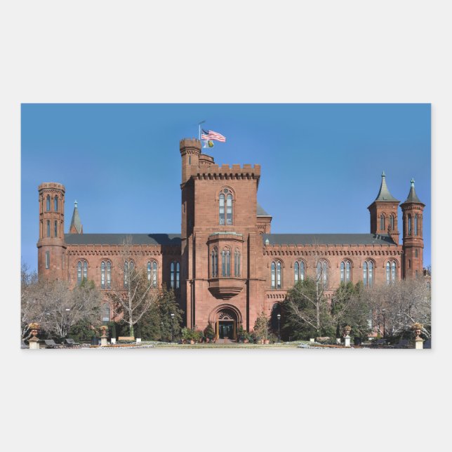 Smithsonian Castle in Washington, D.C. Rechteckiger Aufkleber (Vorderseite)