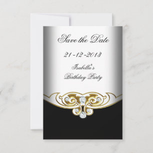 Sml Save the Date Weiß Schwarz Gold Diamant
