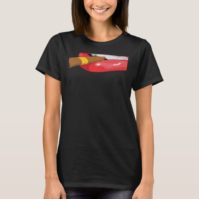 Smoke Cuban Cigar Lit Lips Smoking Graphic T-Shirt (Vorderseite)