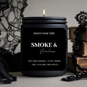 Smoke & Shadow Candle   Elegantes Schwarz & Weiß Quadratischer Aufkleber