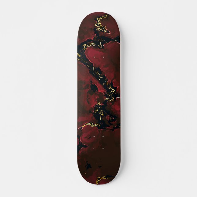 Smoked Red Chili Pepper Marble gold black Skateboard (Vorne)