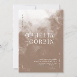 Smokey Brown Minimal Wedding Einladung