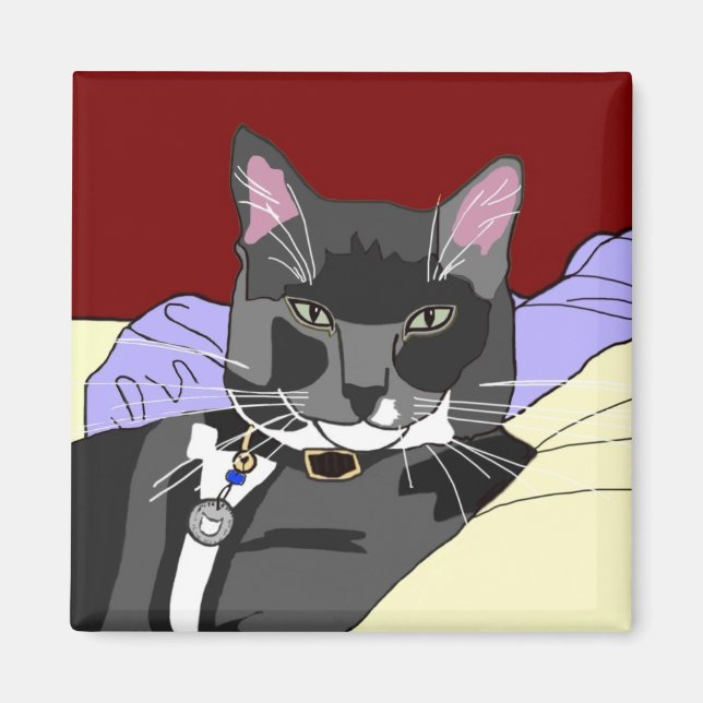 Smokey Cat Square Magnet (Vorne)