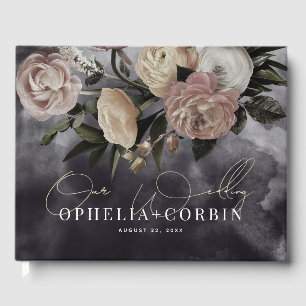 Smokey Dark Black Rose Bouquet Wedding Gästebuch