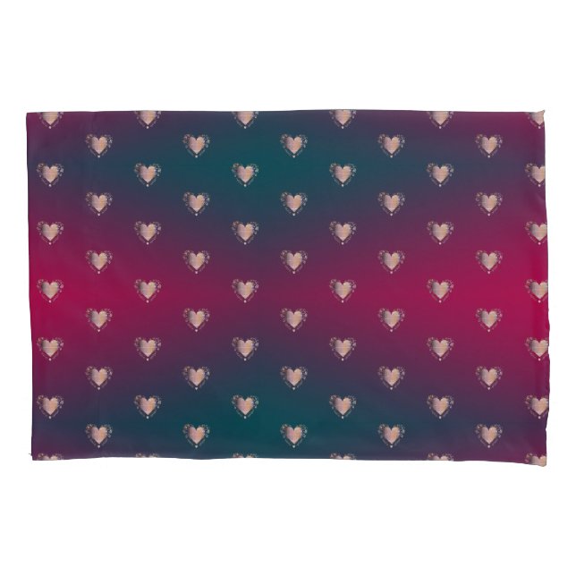 Smokey Fuschia und Extravagant Hearts Kissenbezug (Vorderseite-Links)