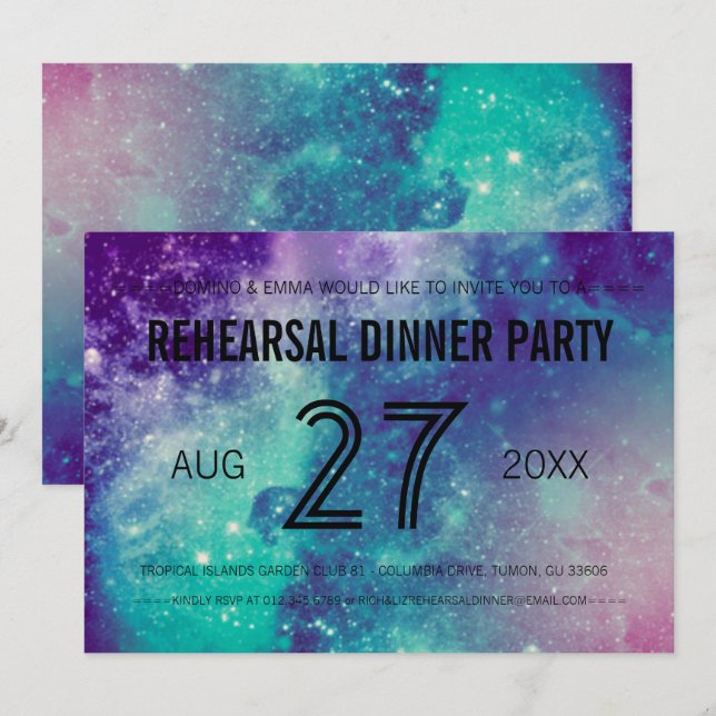 Smokey Galaxy Probe Dinner Cards Einladung (Vorne/Hinten)