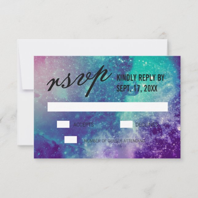 Smokey Galaxy Wedding RSVP Cards (Vorderseite)
