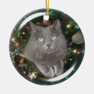 Smokey Grau-Katze Keramik Ornament