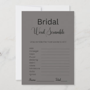 Smokey Gray Bridal Word Scramble Game Einladung