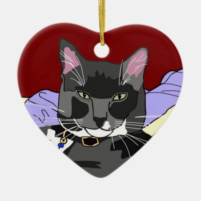 Smokey Katzen-Weihnachtsverzierung Keramik Ornament (Vorne)