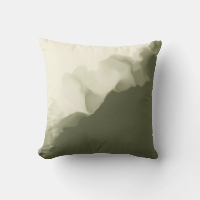 Smokey Olive Green und Tan Kissen Für Draußen (Vorderseite)