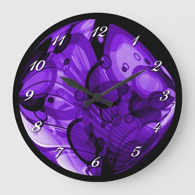 Smokey Purple Abstract Wall Clock Große Wanduhr (Vorderseite)