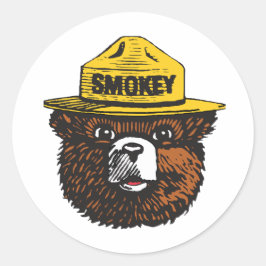 Smokey stickeer for campers and hikers runder aufkleber
