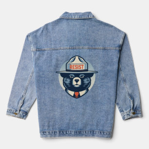 Smokey The Resist Bär - Fett-Aktivist Artwork Jeansjacke