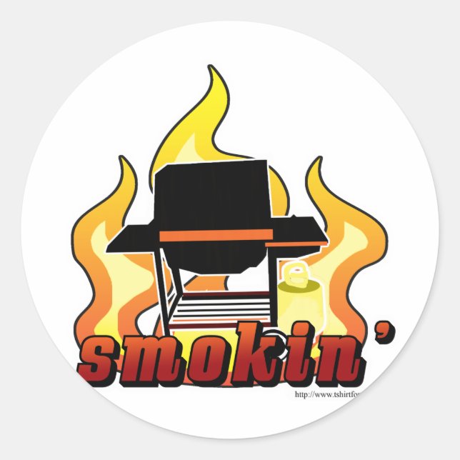 Smokin GRILLEN Liebhaber Runder Aufkleber (Vorderseite)
