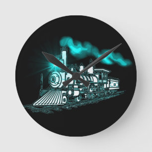 Smokin Grün-Zug Runde Wanduhr