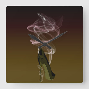 Smokin Stilett-Absatz-Kunst-Quadrat-Wanduhr Quadratische Wanduhr