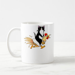 Smoking-Cat auf einem Huhn reitend für Catfather Kaffeetasse