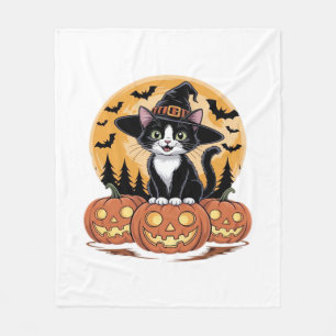Smoking-Cat Halloween Hexe Süße Kürbisse Essential Fleecedecke