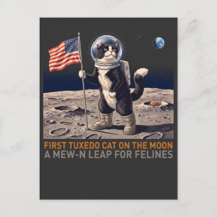 Smoking-Katze auf dem Mond-Astronaut lustiges Retr Postkarte