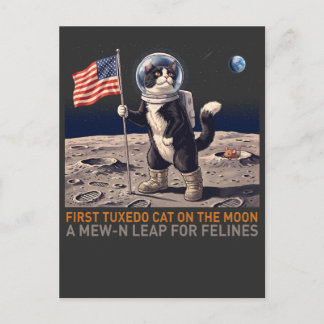 Smoking-Katze auf dem Mond-Astronaut lustiges Retr Postkarte