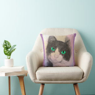 SMOKING-KATZE BLAUE AUGEN KISSEN