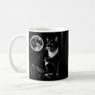 Smoking-Katze heult zum Mond 90er Retro Kaffeetasse