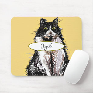 Smoking-Katze Schwarz Weiße Katzen Männer Jungen W Mousepad