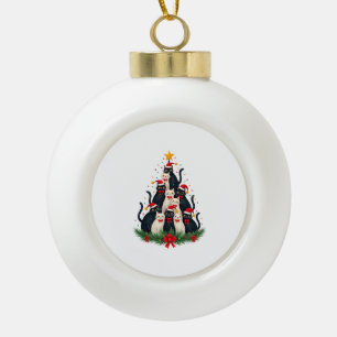 Smoking-Katze-Weihnachtsbaum Smoking Katze Lichter Keramik Kugel-Ornament