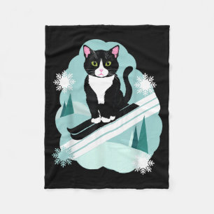 Smoking-Katzen und Skifahren Schnee Wintersportfan Fleecedecke