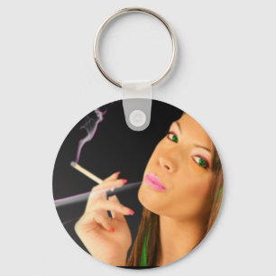 Smoking Lady - Neon Effects Schlüsselanhänger