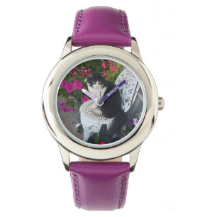 Smokingjacke Katze Marine Dunkles Rosa Katzen und Armbanduhr