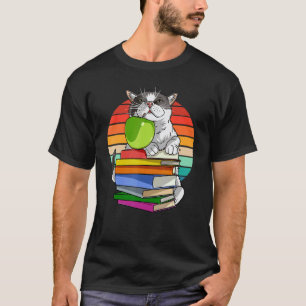 Smokingkatze Zurück zur Schule Bücherwurm T-Shirt